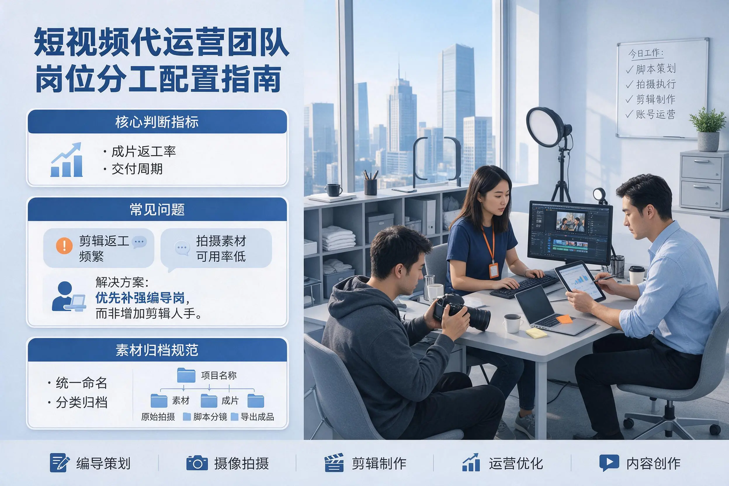 短视频代运营团队如何配置？包头企业岗位分工科普说明